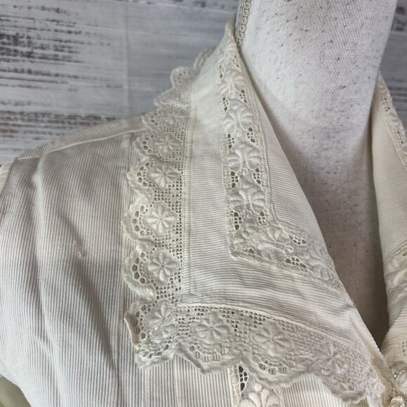 Vintage Ivory Handmade Dressing Bed Jacket Chemise Robe Lace Collar size L/XL - Picture 12 of 16